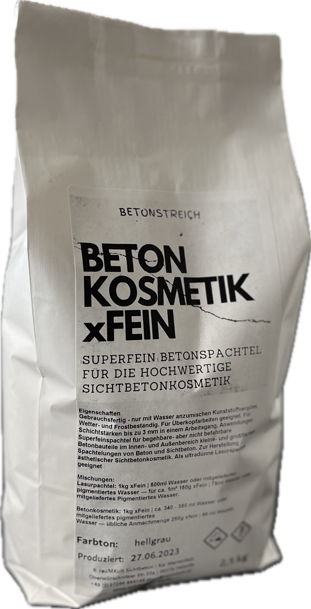 Produktfoto: Betonkosmetik xFein | extra Feinspachtel HELL|BASIS|WEISS​ (ohne Pigmente) zum selbst einfärben