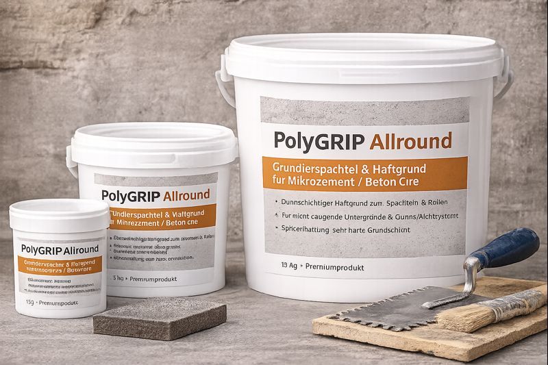 Produktfoto: PolyGRIP Allround – Grundierspachtel & Haftgrund für Mikrozement / Beton Ciré