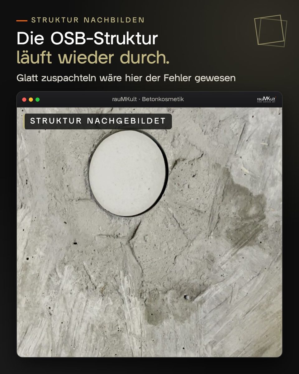 Fläche mit nachgebildeter OSB-Struktur um den Ankerkonus