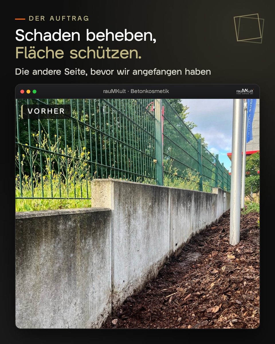 Die verwitterte Mauer von der anderen Seite, bevor wir angefangen haben