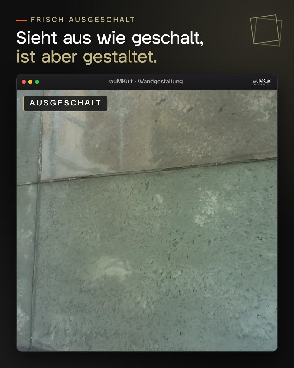 Frisch ausgeschaltes moosgrünes Feld in Schalbetonoptik