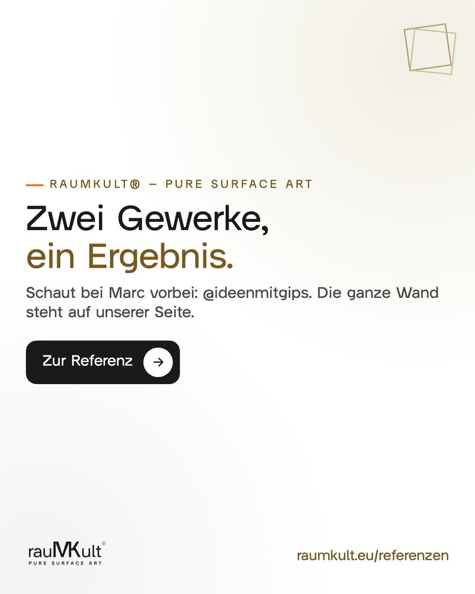 Schlusskarte von rauMKult: Zwei Gewerke, ein Ergebnis.
