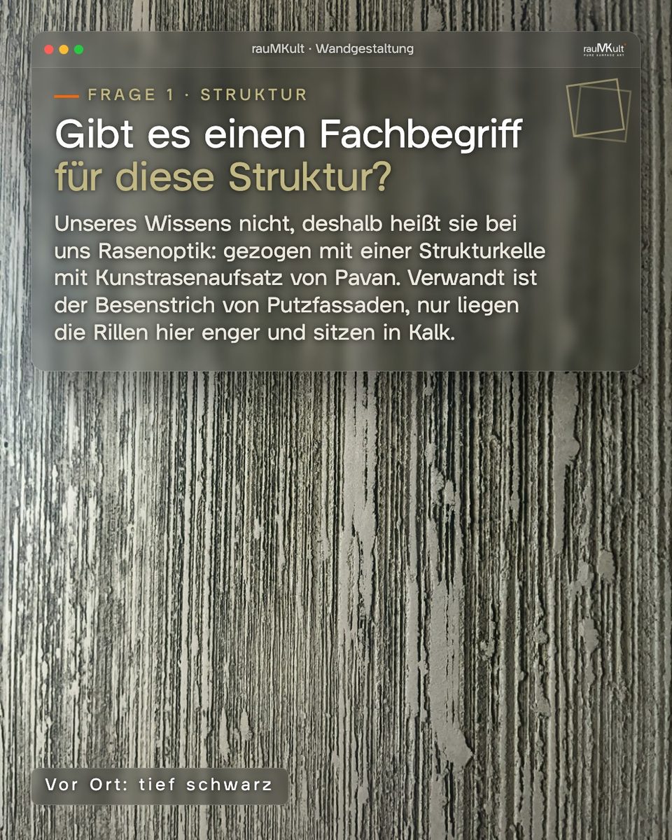 Die gezogene Kalkstruktur in Nahaufnahme zur Frage nach dem Fachbegriff