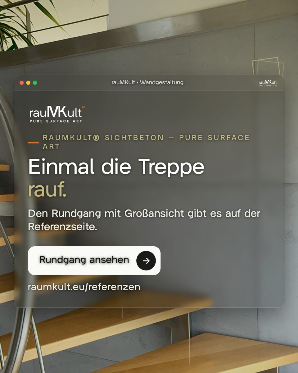 Schlusskarte „Einmal die Treppe rauf.“ mit Hinweis auf den Rundgang mit Großansicht auf der Referenzseite