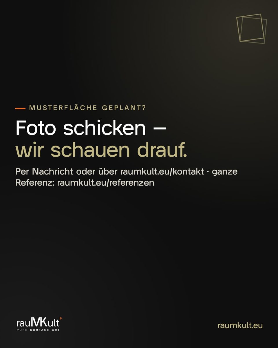 Schlusskarte von rauMKult mit der Einladung, ein Foto der eigenen Fläche zu schicken