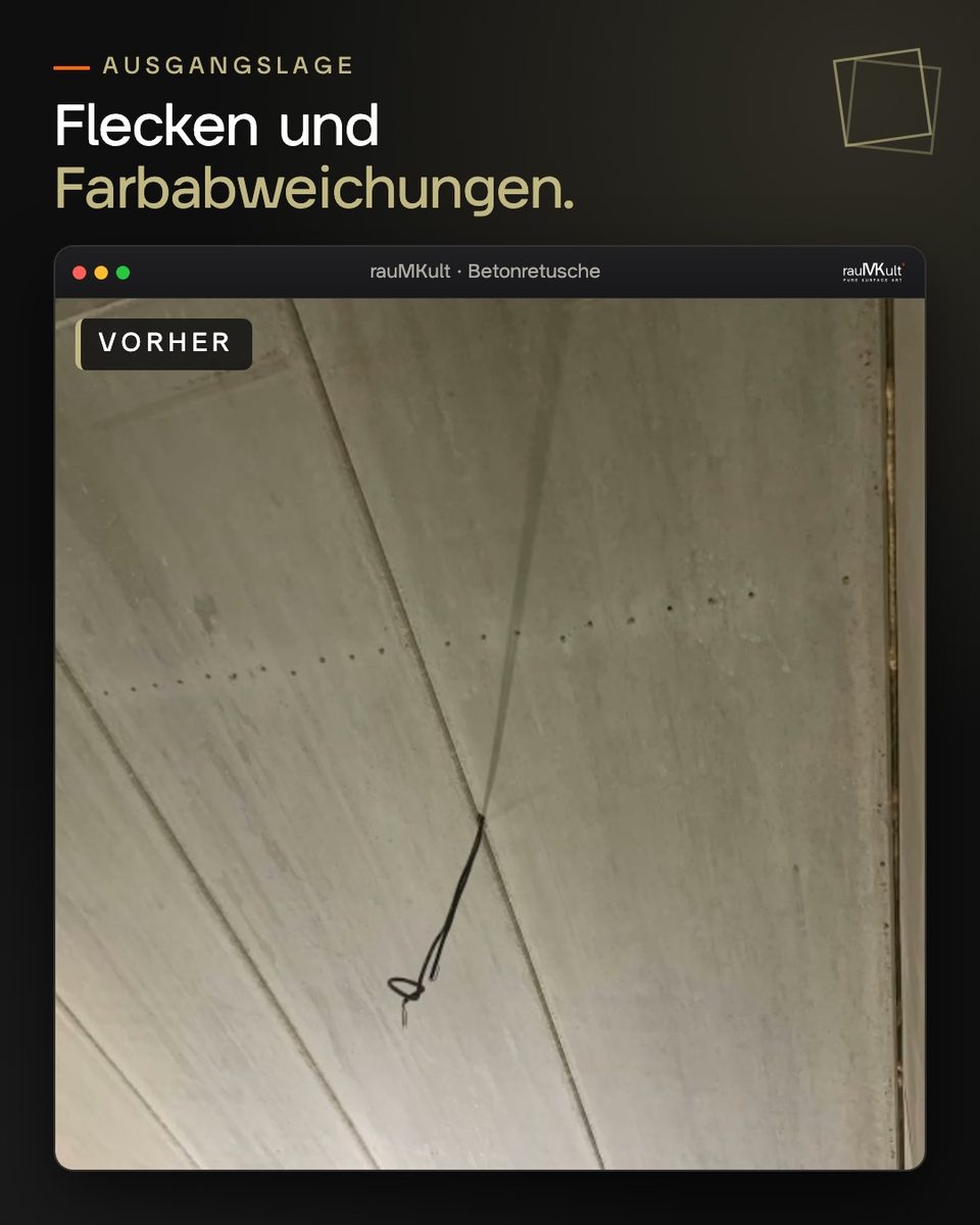 Filigrandecke vorher mit Flecken und Farbabweichungen an der Untersicht