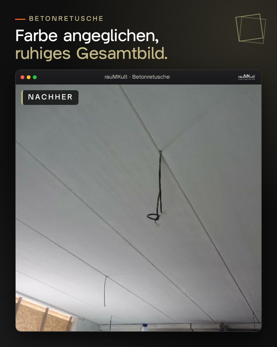 Filigrandecke nach der Betonretusche mit angeglichener Farbe