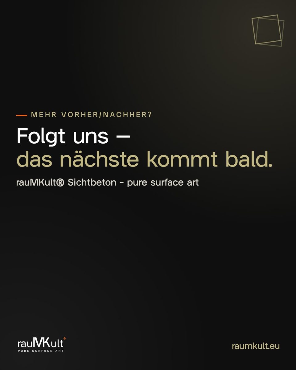 Schlusskarte von rauMKult mit der Einladung, für weitere Vorher-Nachher-Beispiele zu folgen