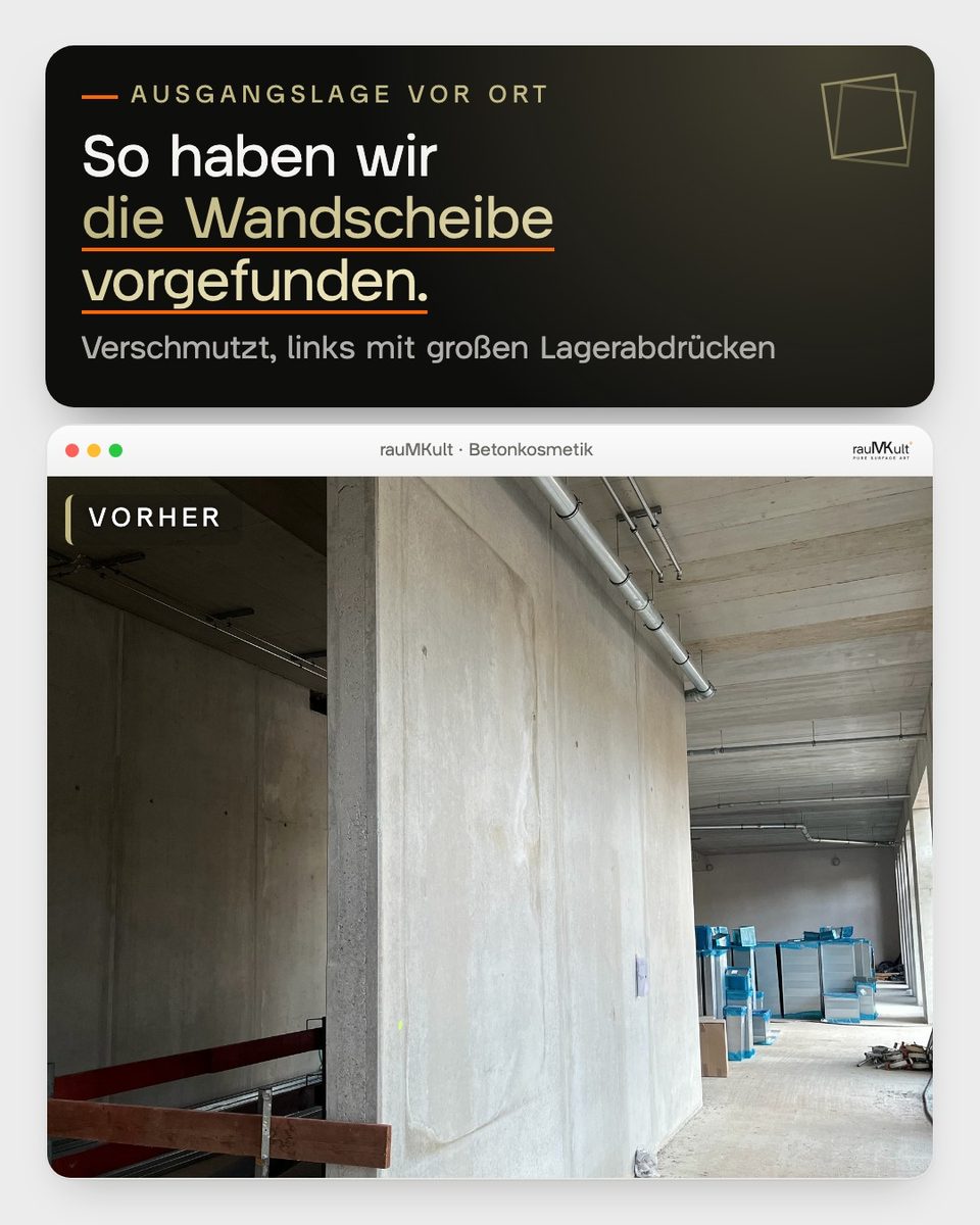 Die verschmutzte Wandscheibe vorher mit großen Lagerabdrücken