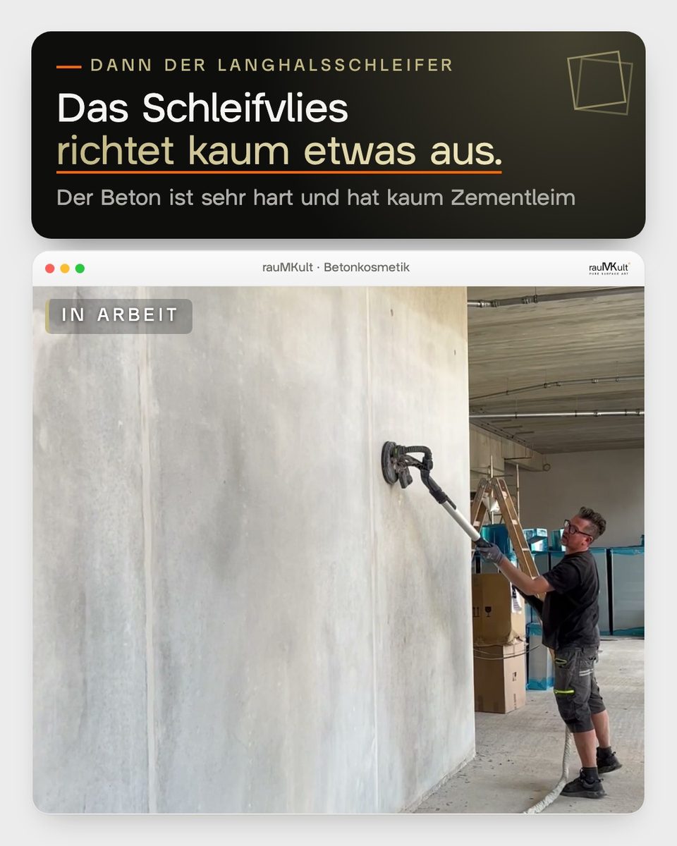 Langhalsschleifer mit Schleifvlies an der harten Wandscheibe