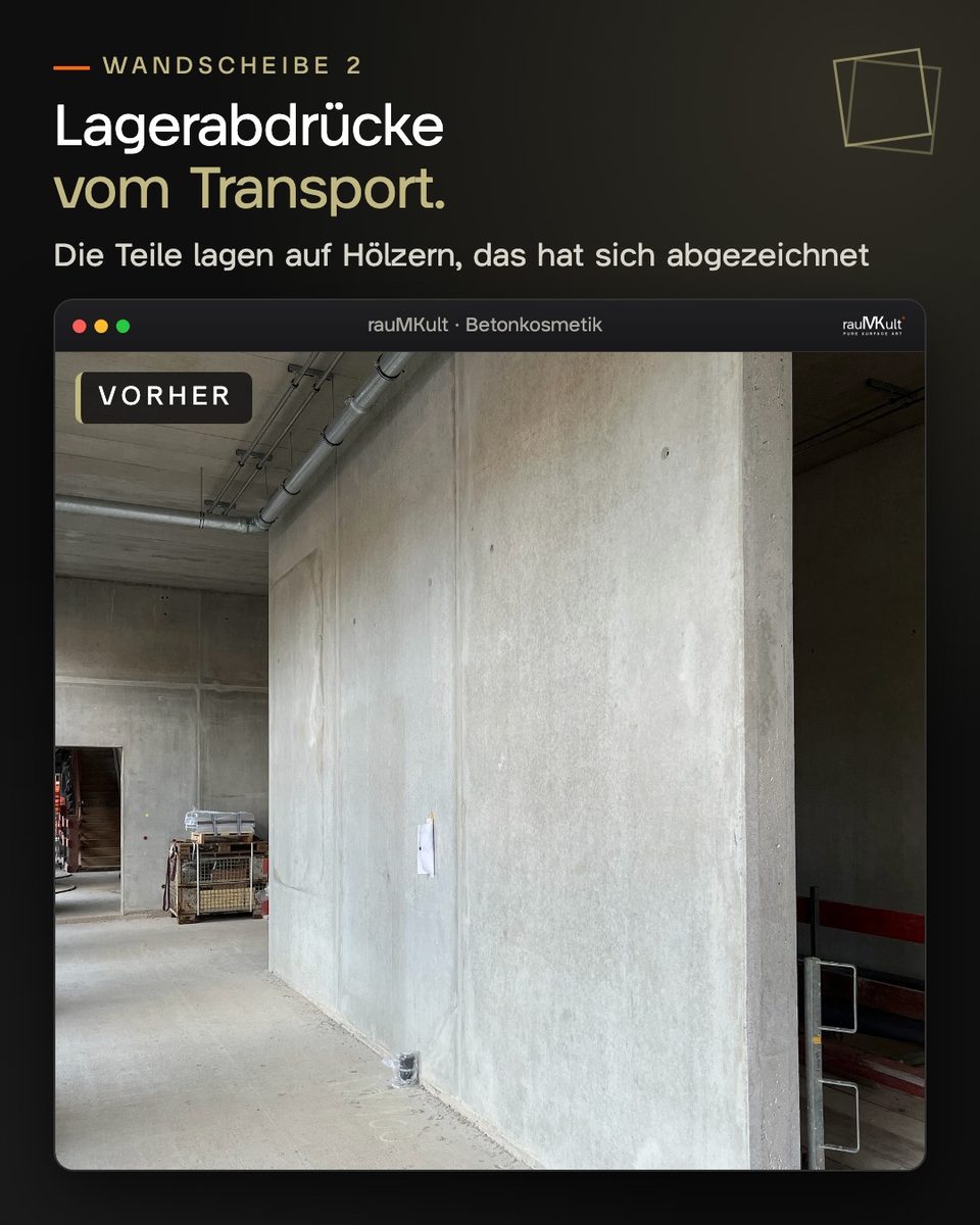 Wandscheibe 2 vorher mit großflächigen Lagerabdrücken vom Transport