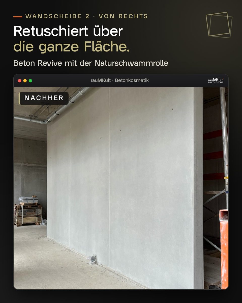 Wandscheibe 2 von rechts nach der vollflächigen Retusche mit Beton Revive