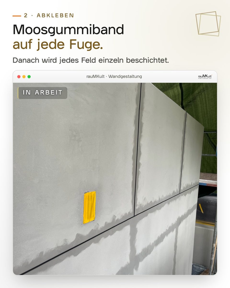 Moosgummiband auf jeder Fuge, bevor die Felder beschichtet werden