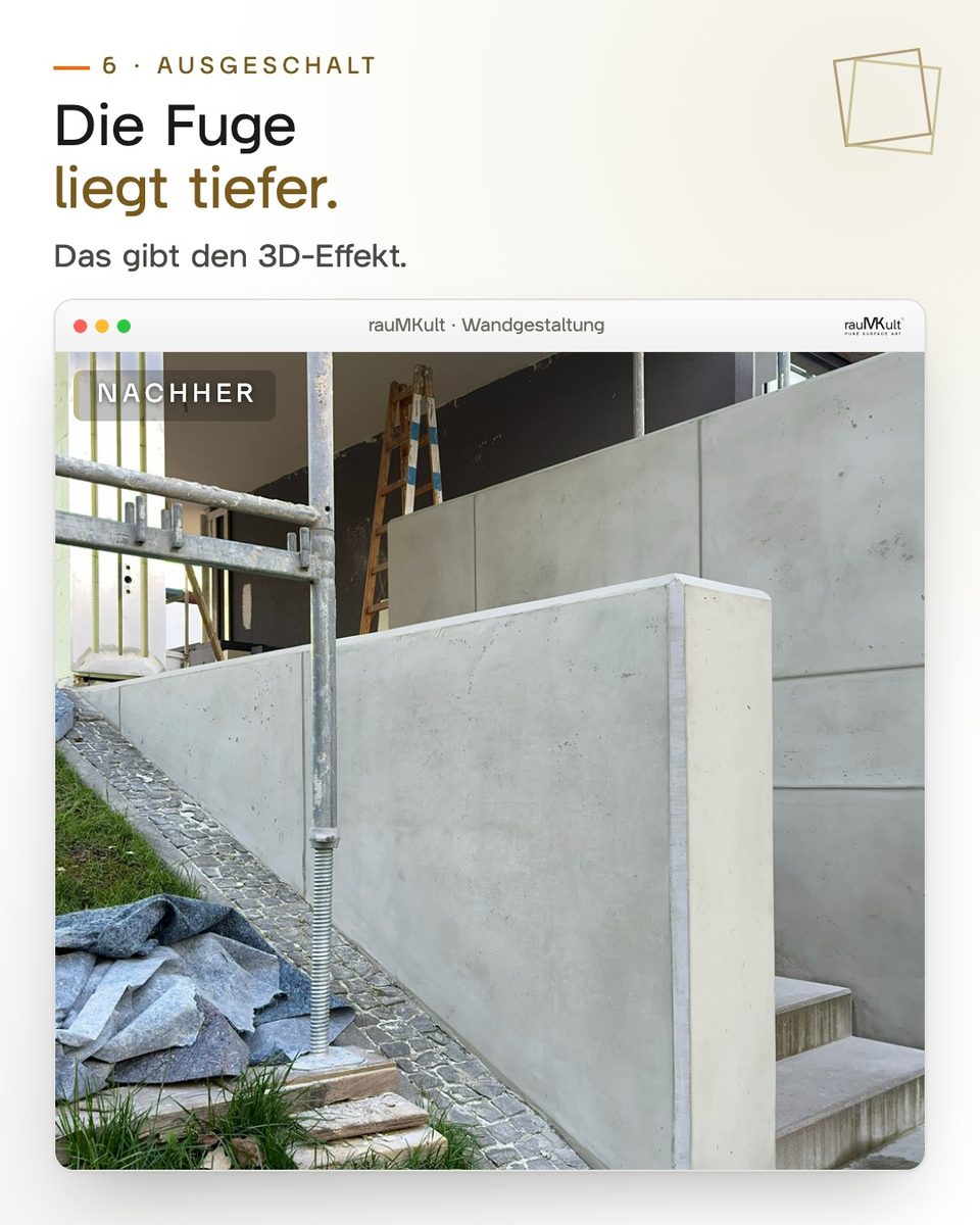 Ausgeschalte Fläche: Die Fuge liegt tiefer als die Fläche