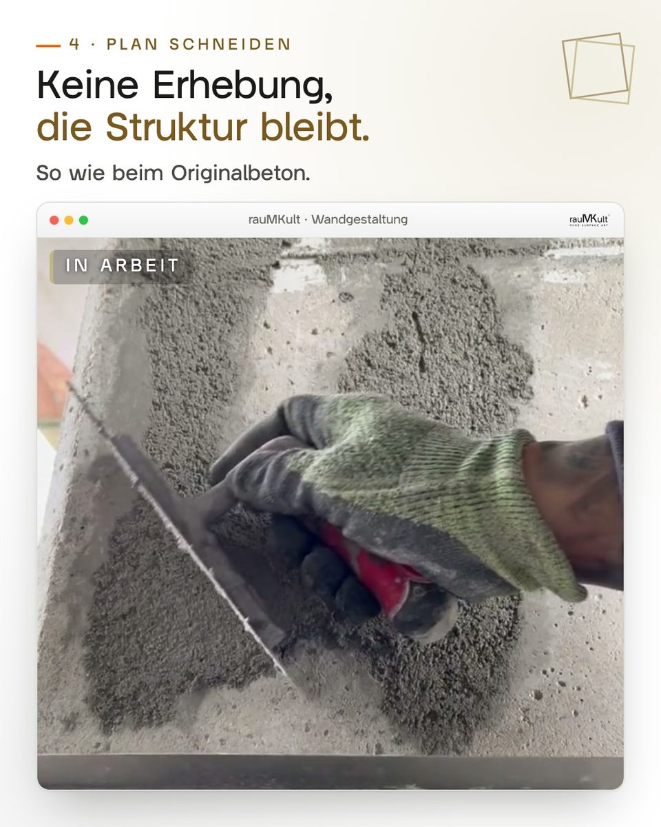 Der Sanierungsmörtel wird mit der Kelle plan geschnitten