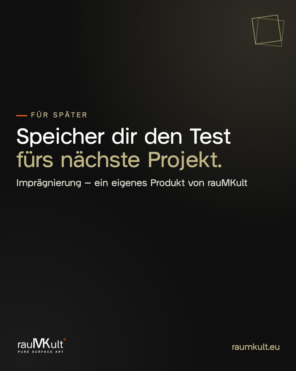 Textkarte: Imprägnierung, ein eigenes Produkt von rauMKult