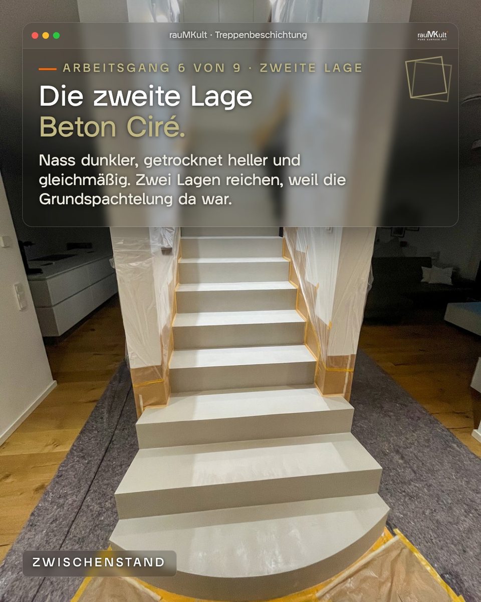 Arbeitsgang 6: zweite Lage Beton Ciré, nass noch dunkler