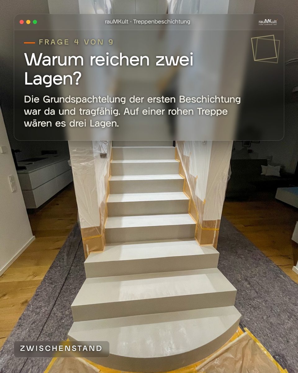 Zweite Lage Beton Ciré noch nass zur Frage, warum zwei Lagen reichen