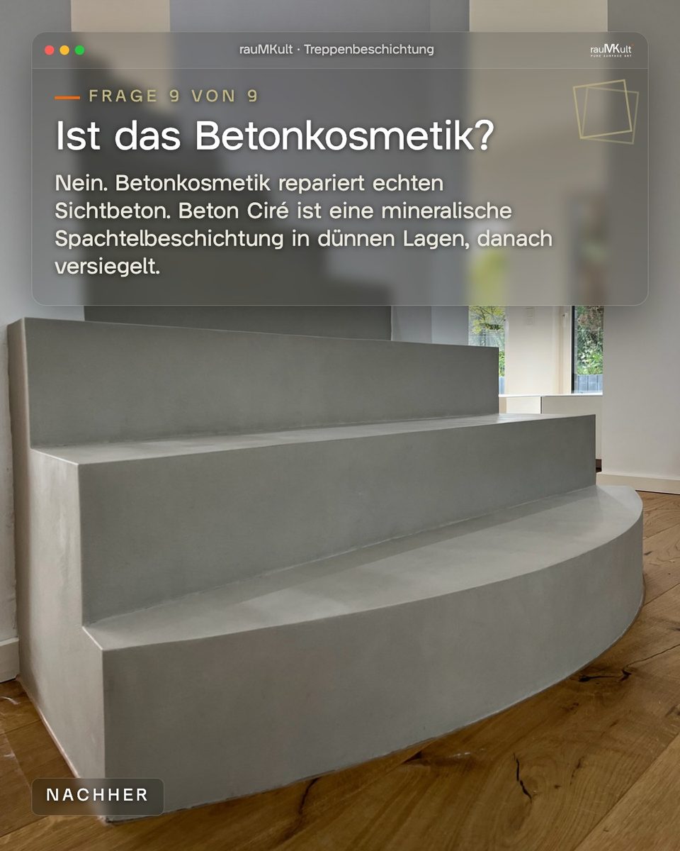 Runde Antrittsstufe von der Seite zur Frage, ob das Betonkosmetik ist