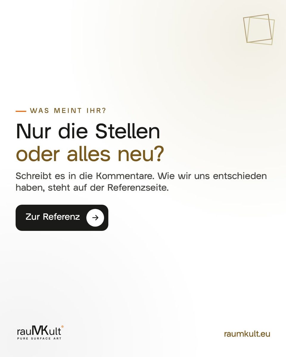 Schlussfolie mit der Frage, ob nur die Stellen ausgebessert oder alles neu gemacht werden soll