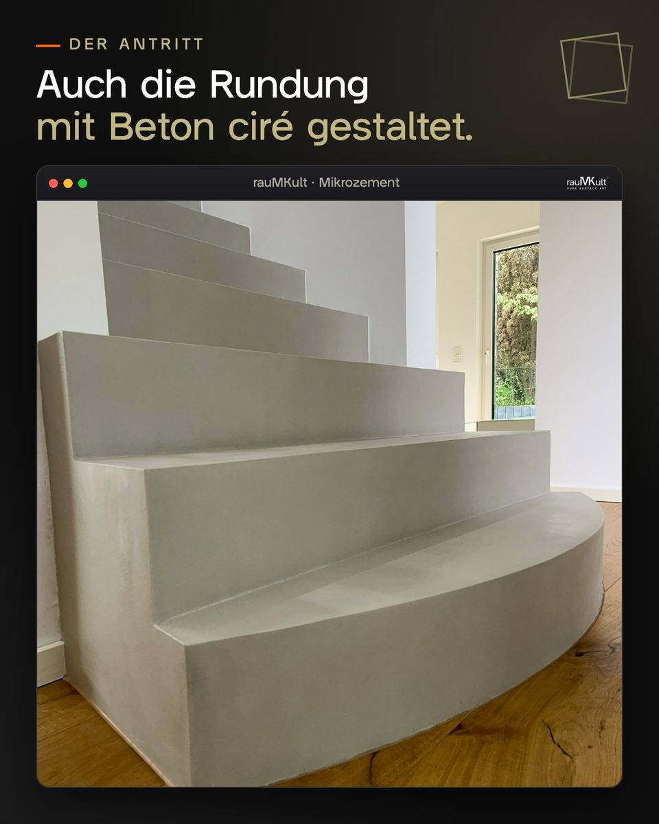 Gerundeter Antritt der Treppe von der Seite