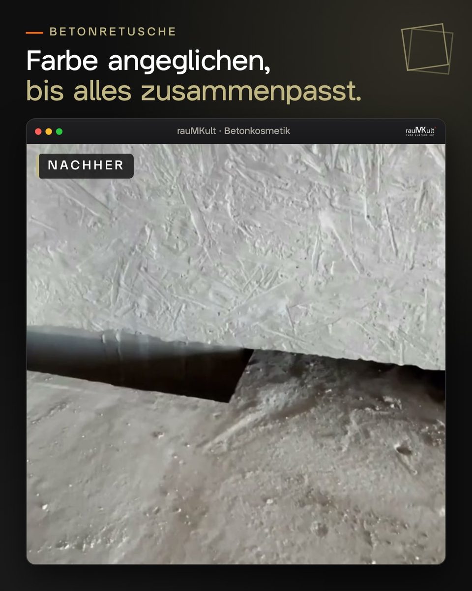 Die Kante nach der Arbeit mit nachgebildeter OSB-Struktur und angeglichener Farbe