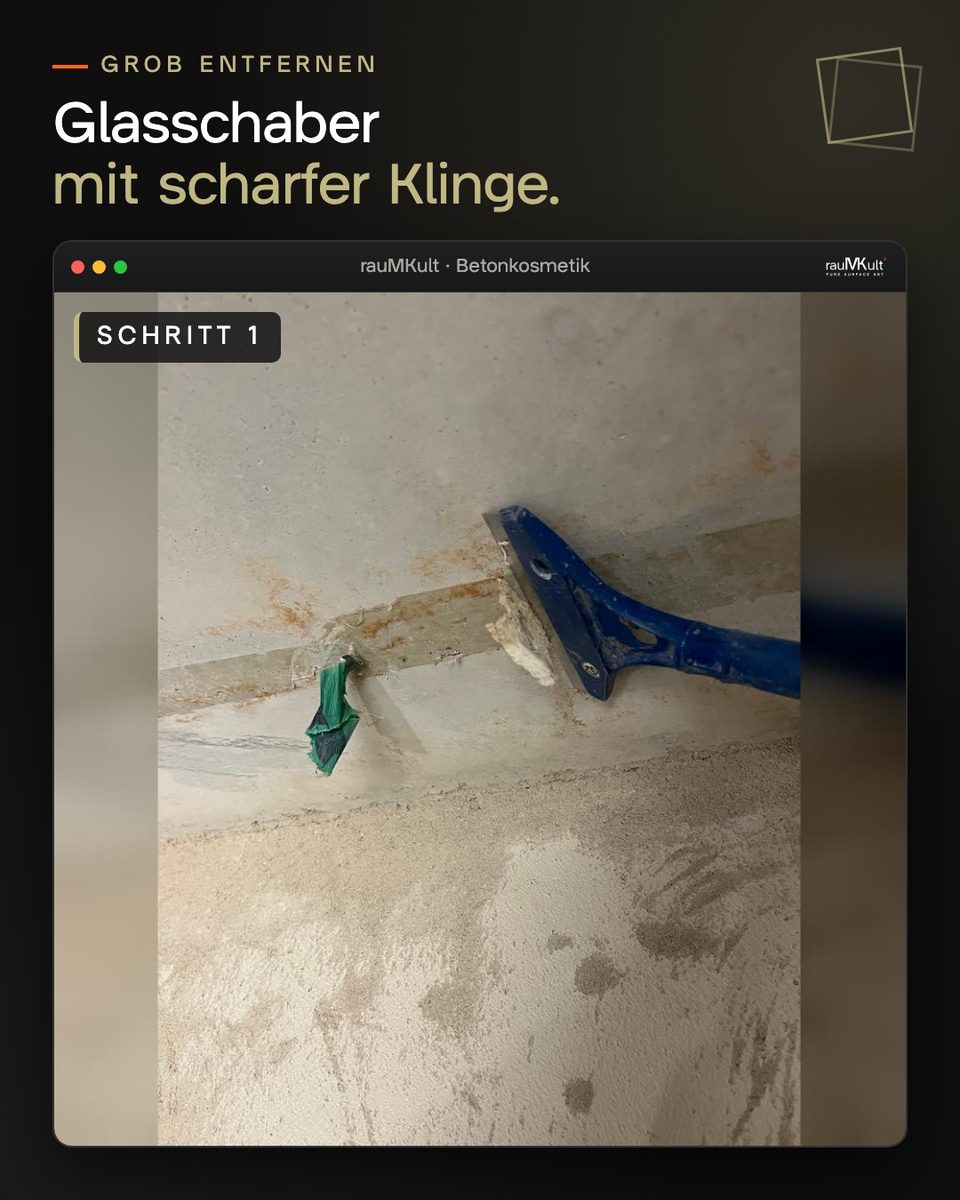 Glasschaber mit scharfer Klinge am Klebeband