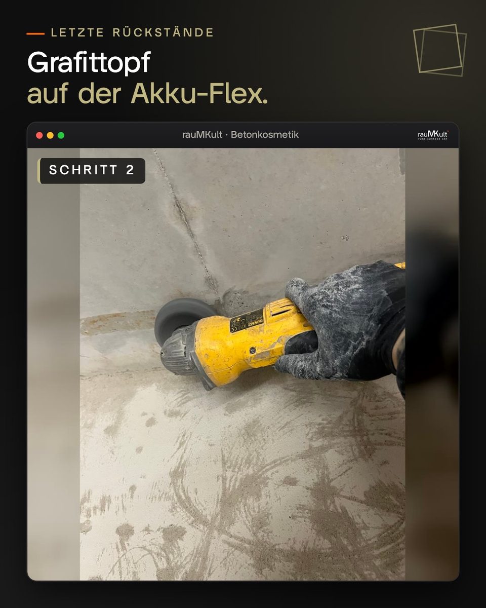 Akku-Flex mit Grafittopf an den letzten Rückständen