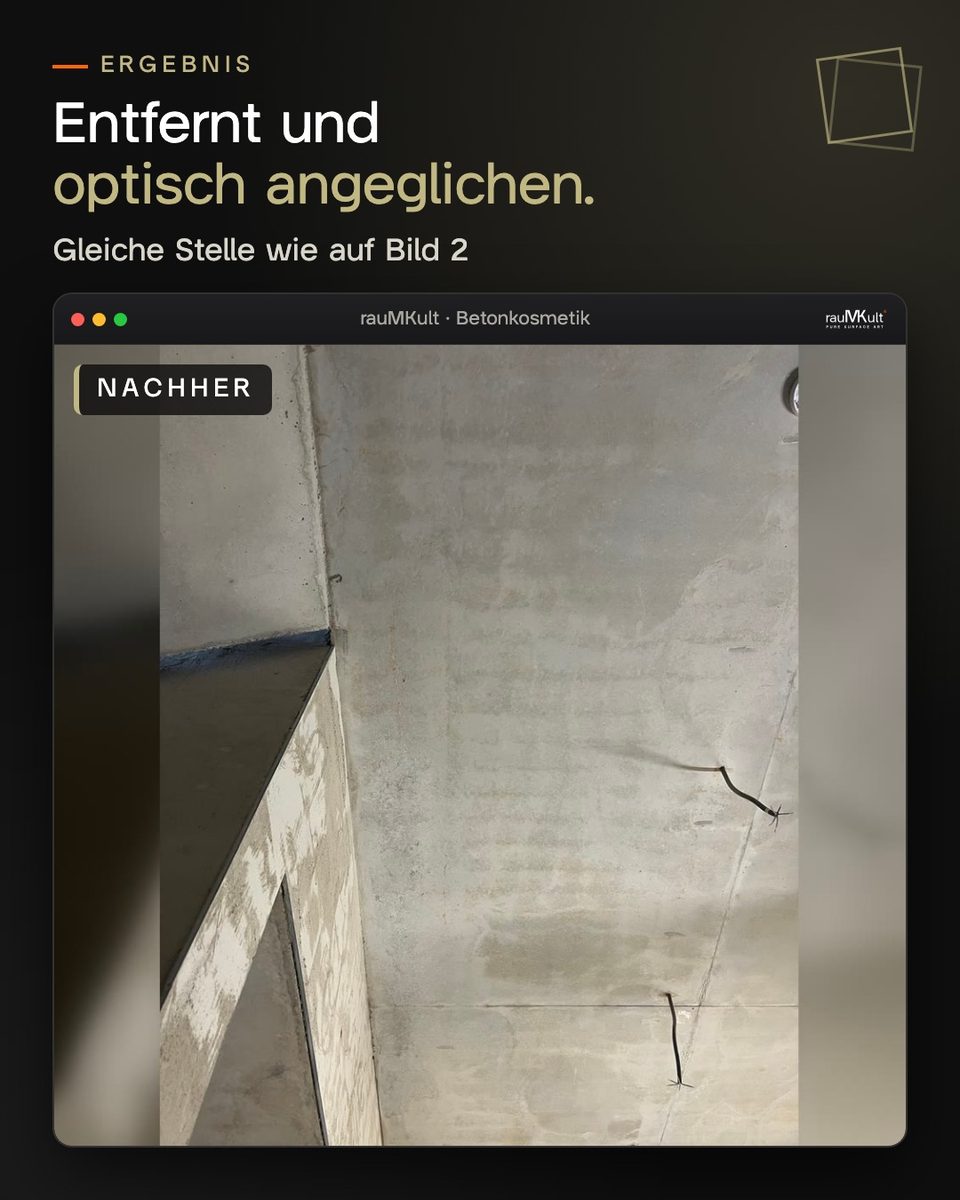 Dieselbe Stelle der Decke nach dem Entfernen und der optischen Angleichung