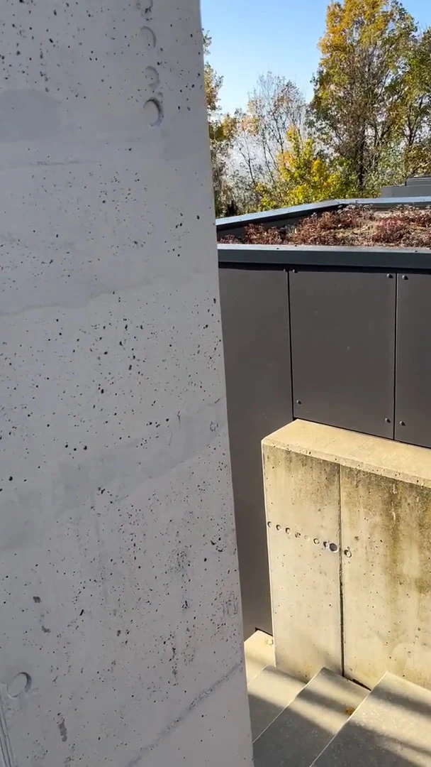 Video: Betonmauer mit Verwitterung, Algenstreifen und abblätternder Farbe vor der Sanierung, Hohenstein-Ernstthal